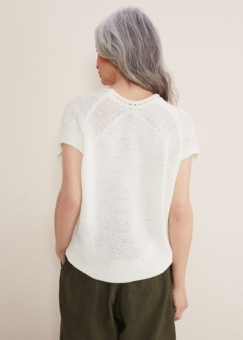 Phase Eight Alana Textured Knitwear White USA | 0324569-BX